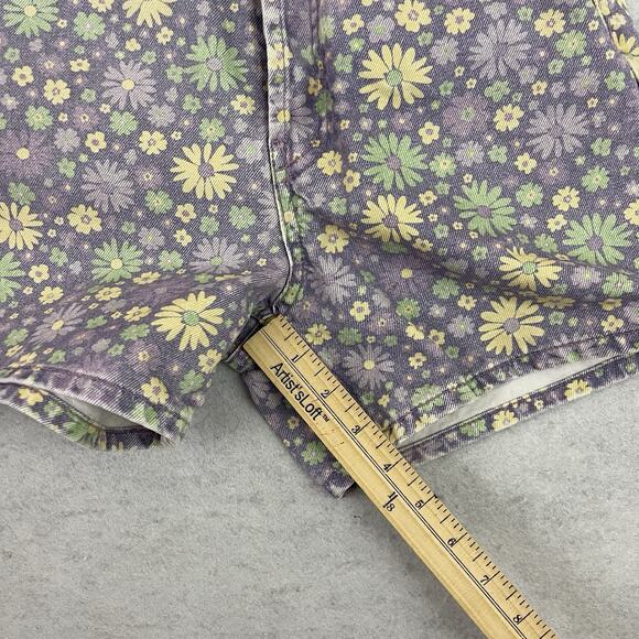ZARA EU 32 US 0 Floral Daisy Denim Shorts High Rise Retro Summer Vibe - Picture 7 of 10